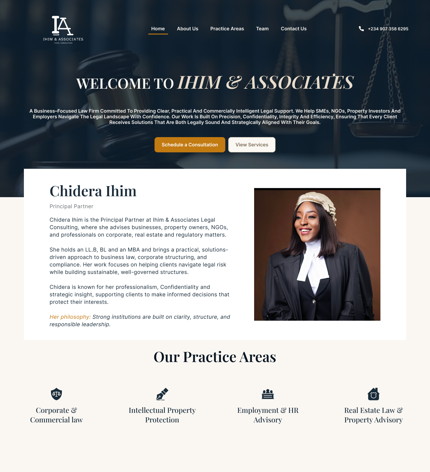 Ihim & Associates Legal website redesign mockup