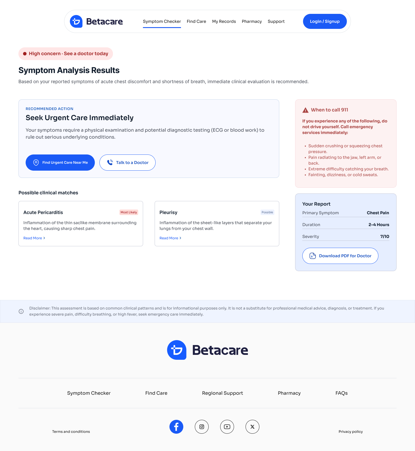 BetaCare interface detail